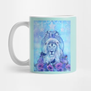 Fiercely beautiful white lion art by Renee Lavoie Mug